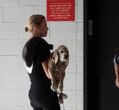 Charlize Theron with dog