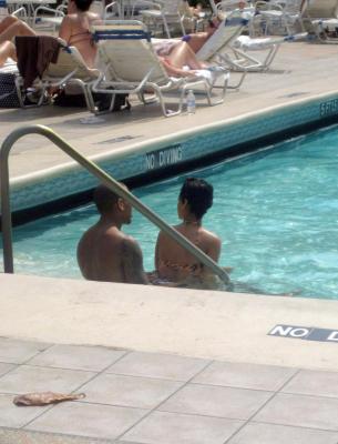 Rihanna Bikini swimming in pool