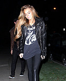 Lindsay Lohan wearing black tights