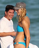 Stacy Keibler wearing blue bikini