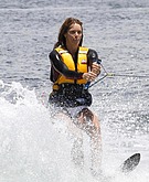 Elle Macpherson is water skiing