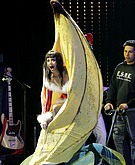 Katy Perry getting out of a banana